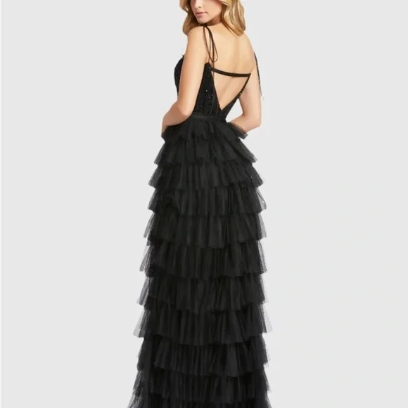 Mac Duggal 26281 NWT Sequined Bustier Tiered Ruffle Gown